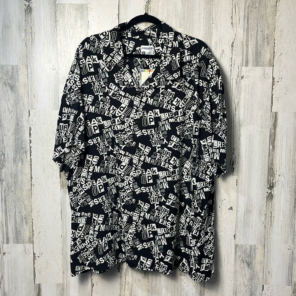 Target Pride Button Down Black Speak Up size 3X
